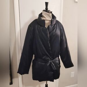 Puffer coat 3x Iman Global Chic black belted puffer NWT